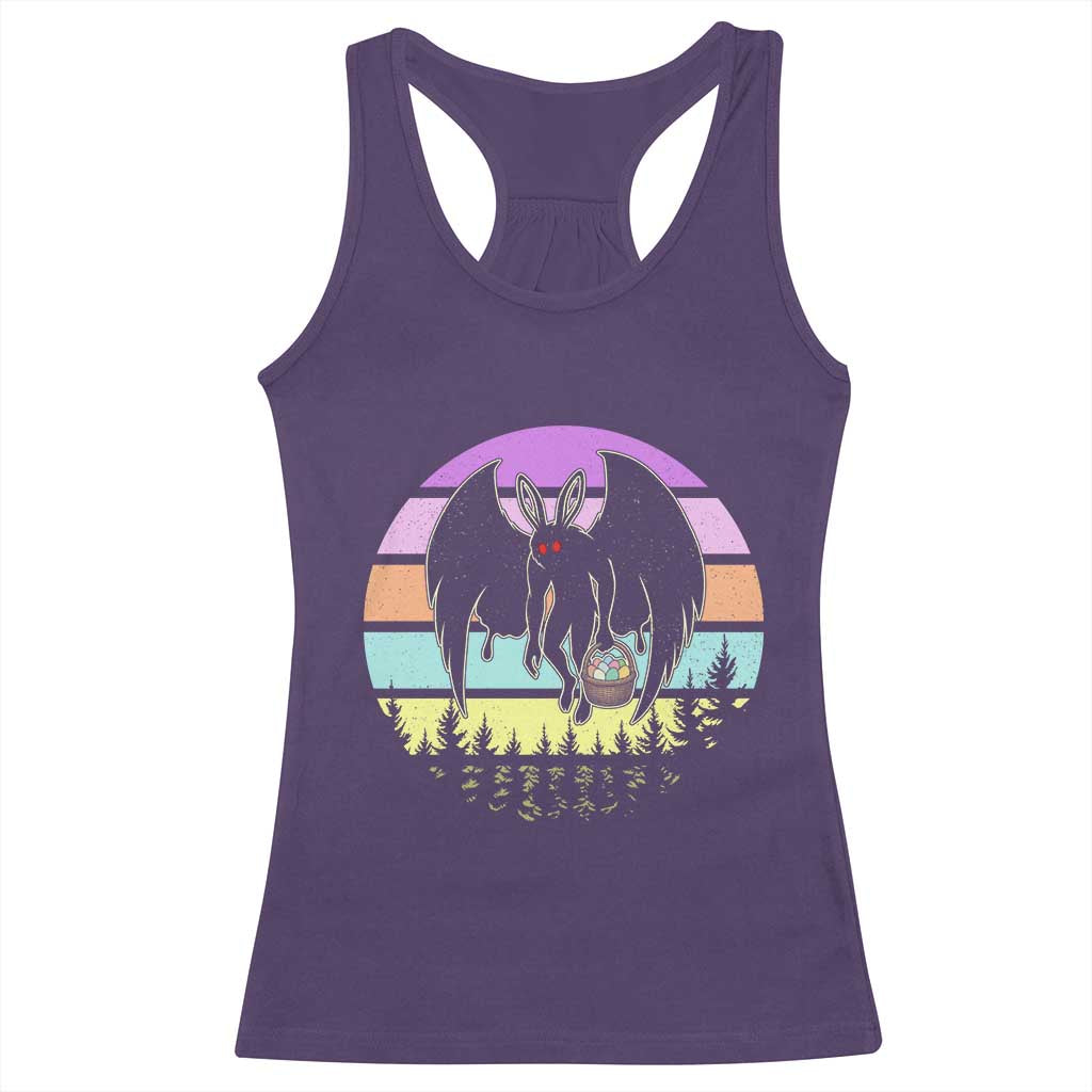 Retro Sunset Mothman Easter Egg Hunt Racerback Tank Top Cryptid Lover Gift TS12 Purple Print Your Wear