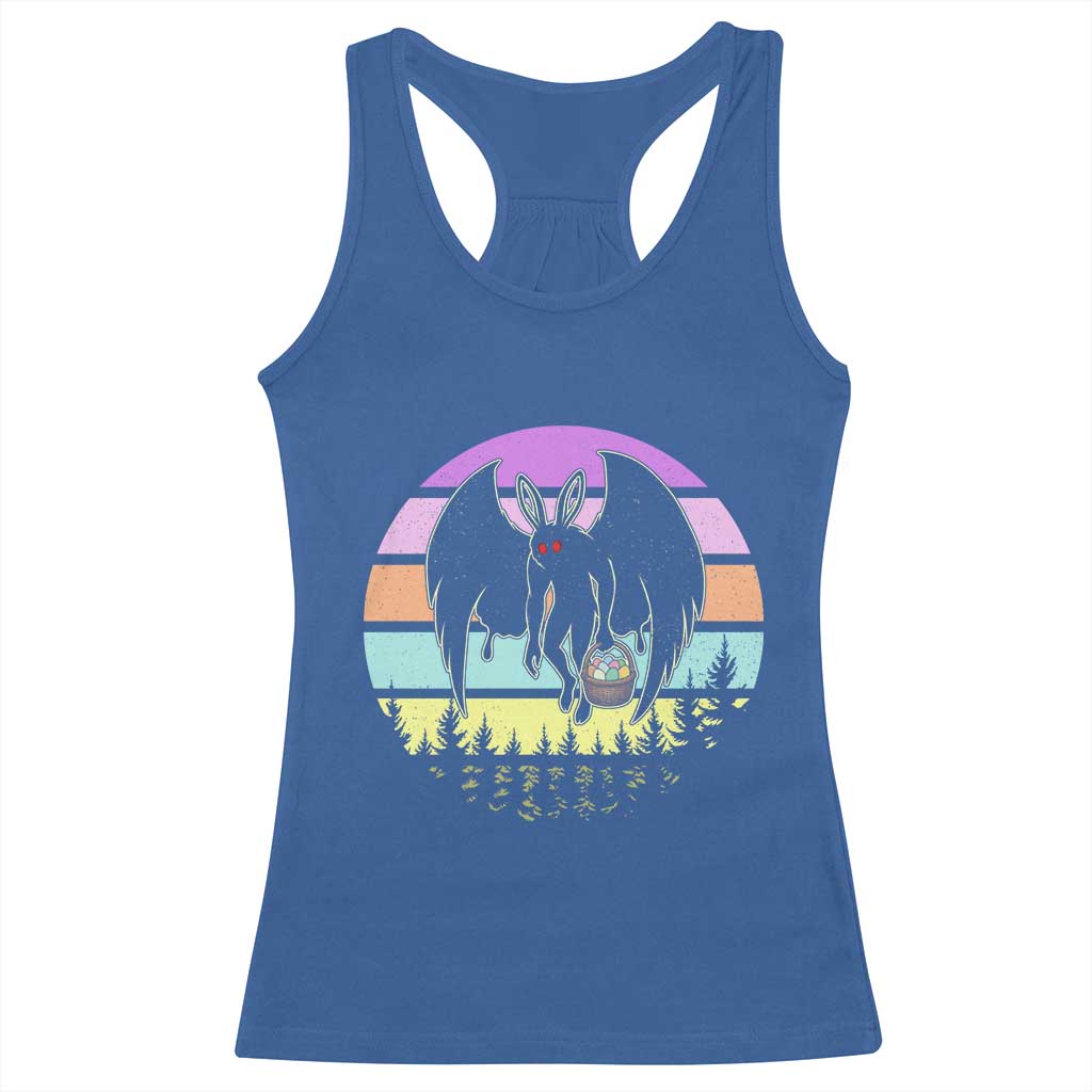 Retro Sunset Mothman Easter Egg Hunt Racerback Tank Top Cryptid Lover Gift TS12 Royal Blue Print Your Wear