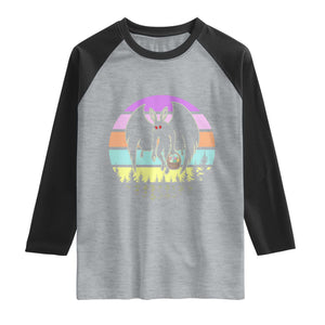 Retro Sunset Mothman Easter Egg Hunt Raglan Shirt Cryptid Lover Gift TS12 Heather Gray Black Print Your Wear