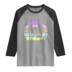 Retro Sunset Mothman Easter Egg Hunt Raglan Shirt Cryptid Lover Gift TS12 Sport Gray Black Print Your Wear