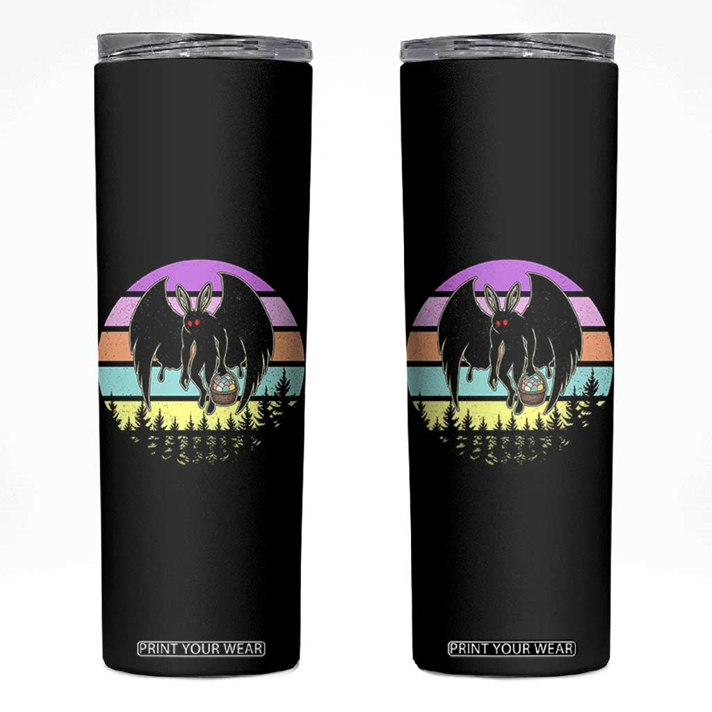 Retro Sunset Mothman Easter Egg Hunt Skinny Tumbler Cryptid Lover Gift TS12 Black Print Your Wear
