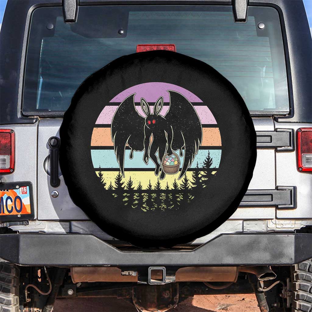 Retro Sunset Mothman Easter Egg Hunt Spare Tire Cover Cryptid Lover Gift TS12 No hole Black Print Your Wear