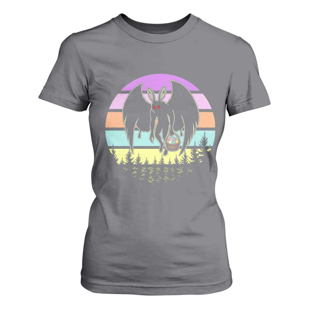 Retro Sunset Mothman Easter Egg Hunt T Shirt For Women Cryptid Lover Gift TS12 Charcoal Print Your Wear