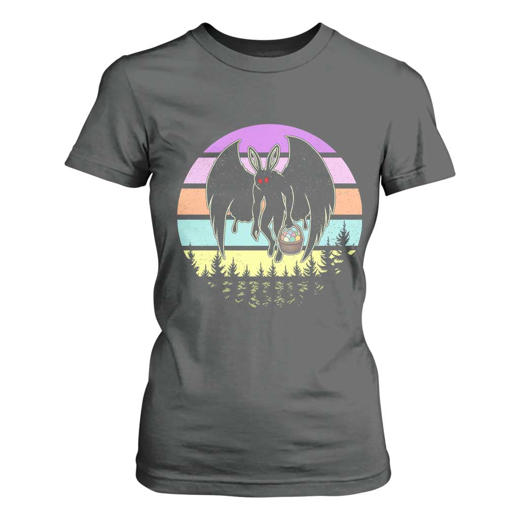 Retro Sunset Mothman Easter Egg Hunt T Shirt For Women Cryptid Lover Gift TS12 Dark Heather Print Your Wear