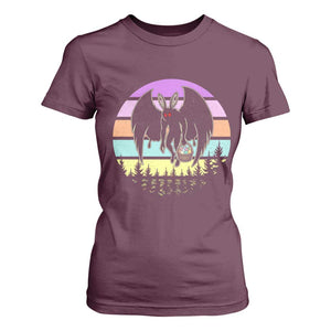 Retro Sunset Mothman Easter Egg Hunt T Shirt For Women Cryptid Lover Gift TS12 Maroon Print Your Wear