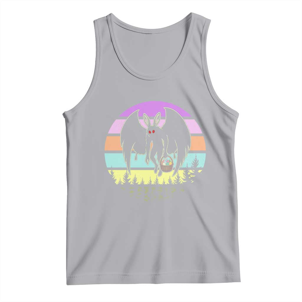 Retro Sunset Mothman Easter Egg Hunt Tank Top Cryptid Lover Gift TS12 Athletic Heather Print Your Wear