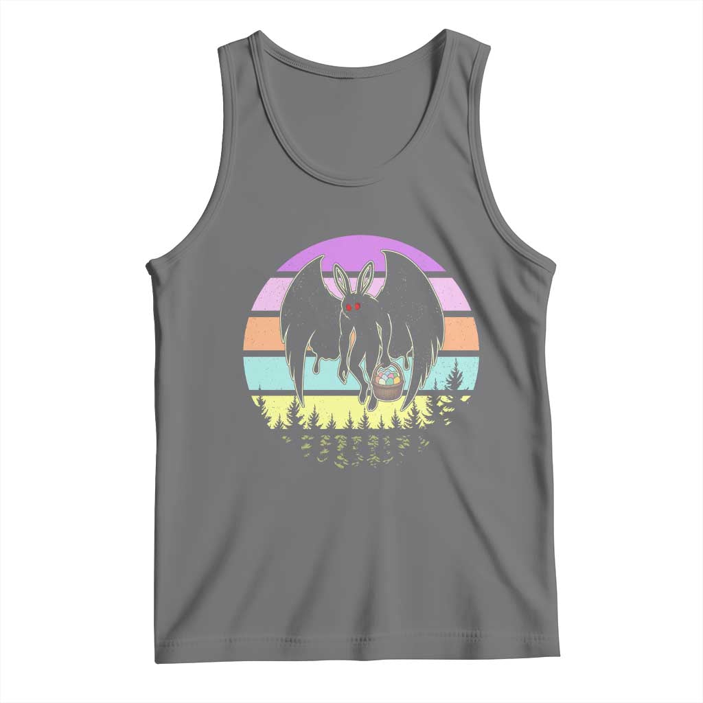Retro Sunset Mothman Easter Egg Hunt Tank Top Cryptid Lover Gift TS12 Black Heather Print Your Wear