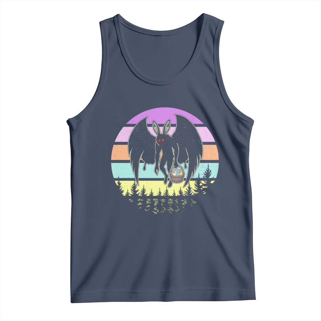 Retro Sunset Mothman Easter Egg Hunt Tank Top Cryptid Lover Gift TS12 Navy Print Your Wear