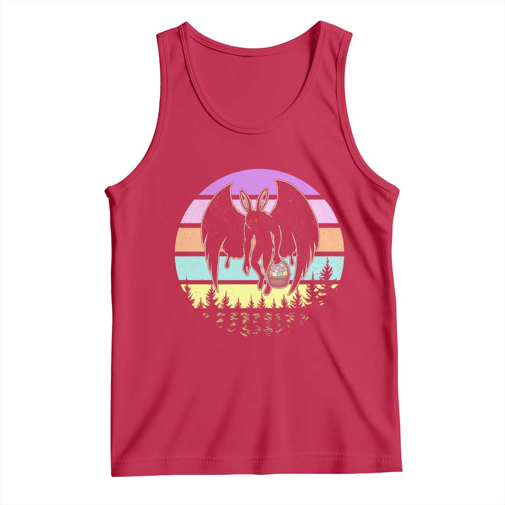 Retro Sunset Mothman Easter Egg Hunt Tank Top Cryptid Lover Gift TS12 Red Print Your Wear