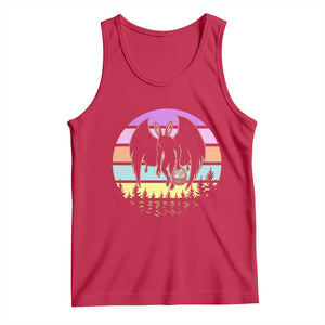 Retro Sunset Mothman Easter Egg Hunt Tank Top Cryptid Lover Gift TS12 Red Print Your Wear