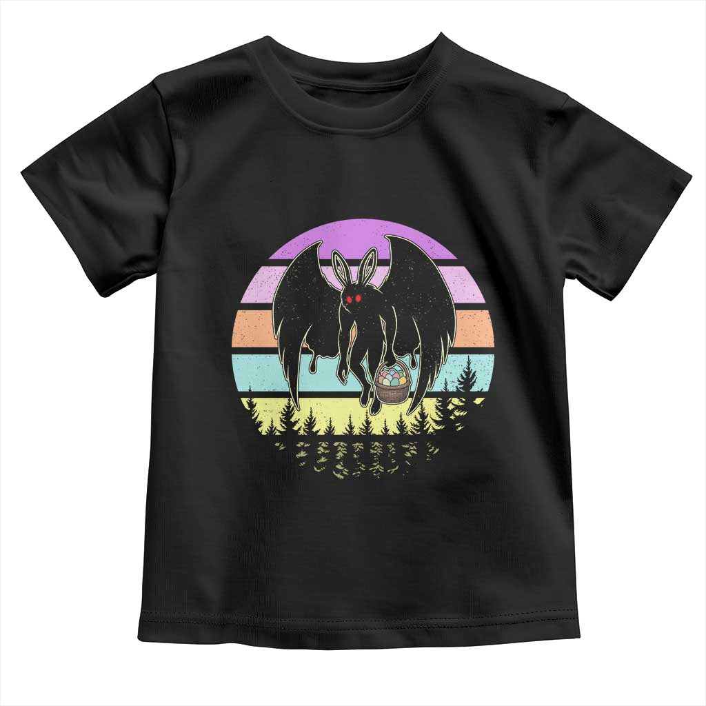 Retro Sunset Mothman Easter Egg Hunt Toddler T Shirt Cryptid Lover Gift TS12 Black Print Your Wear