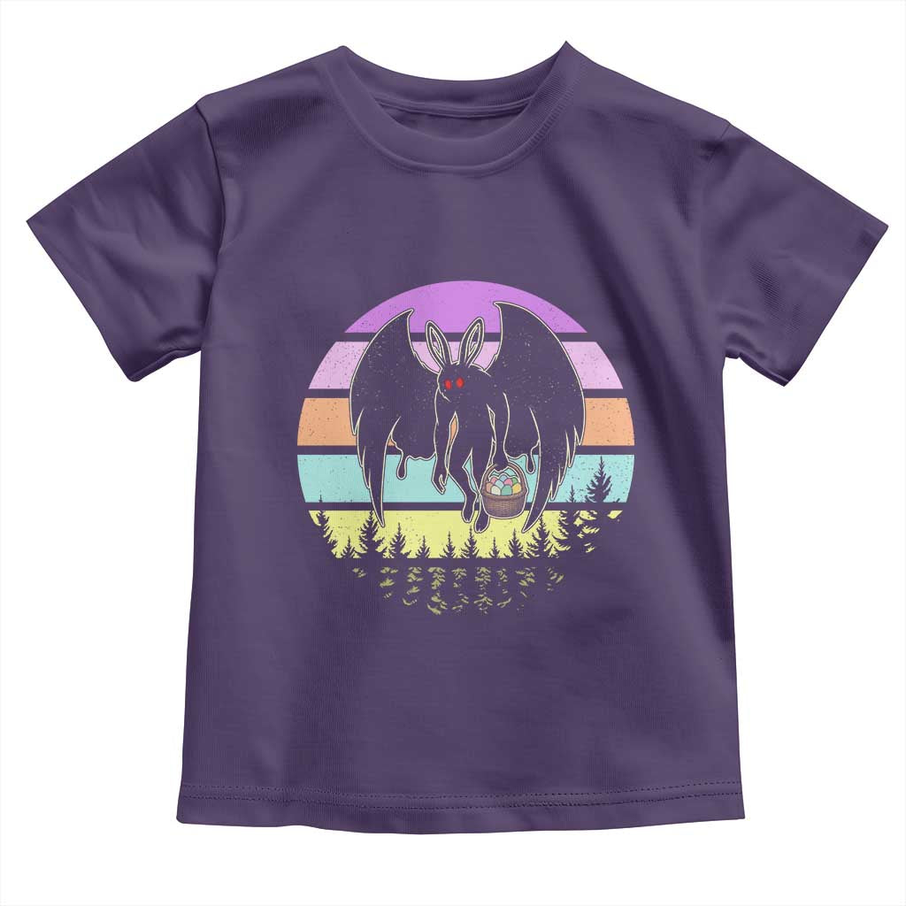 Retro Sunset Mothman Easter Egg Hunt Toddler T Shirt Cryptid Lover Gift TS12 Purple Print Your Wear