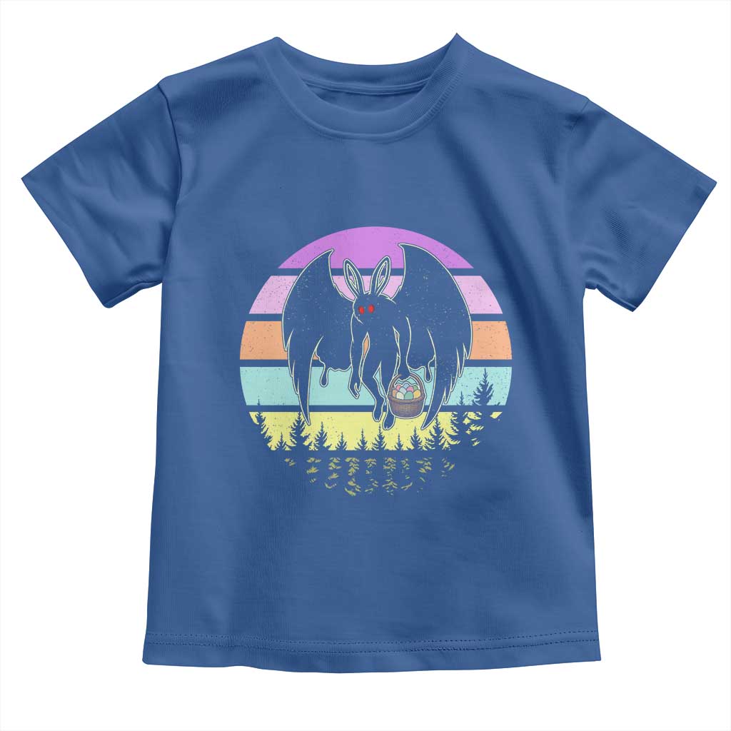Retro Sunset Mothman Easter Egg Hunt Toddler T Shirt Cryptid Lover Gift TS12 Royal Blue Print Your Wear