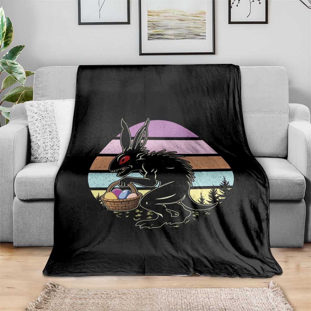 Retro Sunset Chupacabra Easter Egg Hunt Throw Blanket Cryptid Lover Gift TS12 Print Your Wear