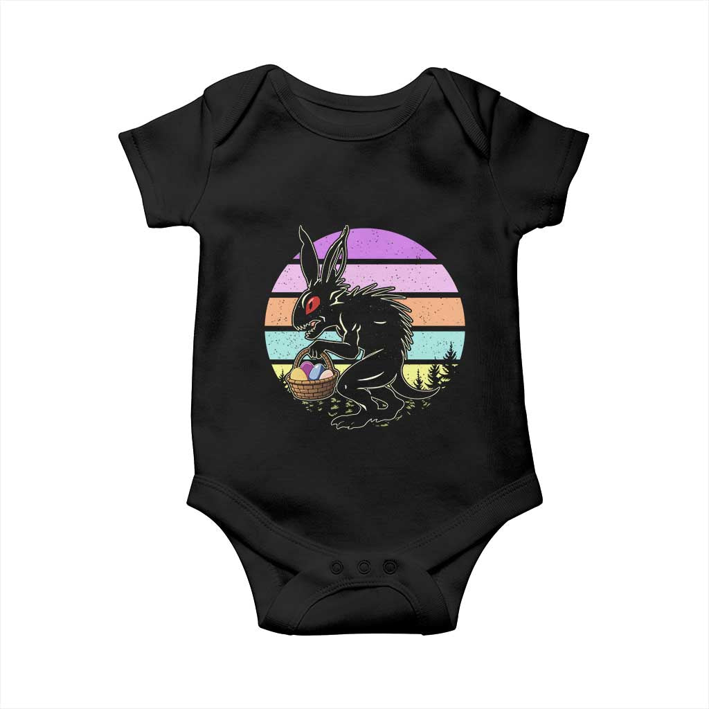 Retro Sunset Chupacabra Easter Egg Hunt Baby Onesie Cryptid Lover Gift TS12 Black Print Your Wear
