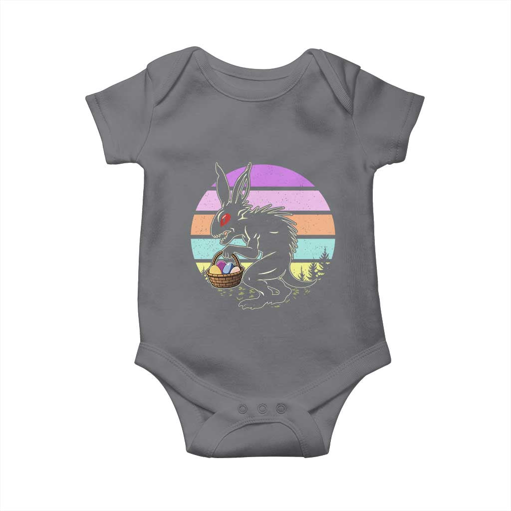 Retro Sunset Chupacabra Easter Egg Hunt Baby Onesie Cryptid Lover Gift TS12 Charcoal Print Your Wear
