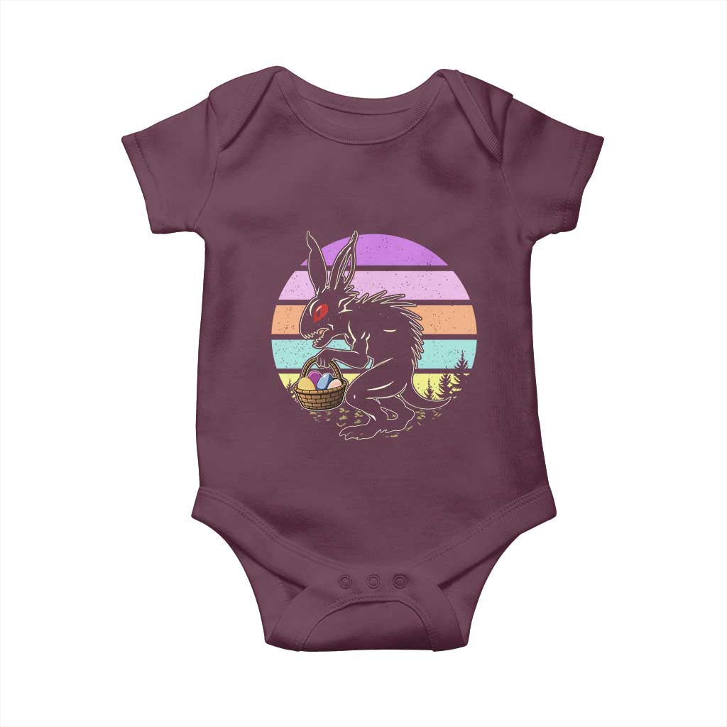 Retro Sunset Chupacabra Easter Egg Hunt Baby Onesie Cryptid Lover Gift TS12 Maroon Print Your Wear