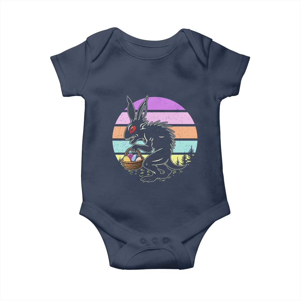 Retro Sunset Chupacabra Easter Egg Hunt Baby Onesie Cryptid Lover Gift TS12 Navy Print Your Wear