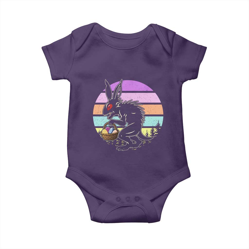 Retro Sunset Chupacabra Easter Egg Hunt Baby Onesie Cryptid Lover Gift TS12 Purple Print Your Wear