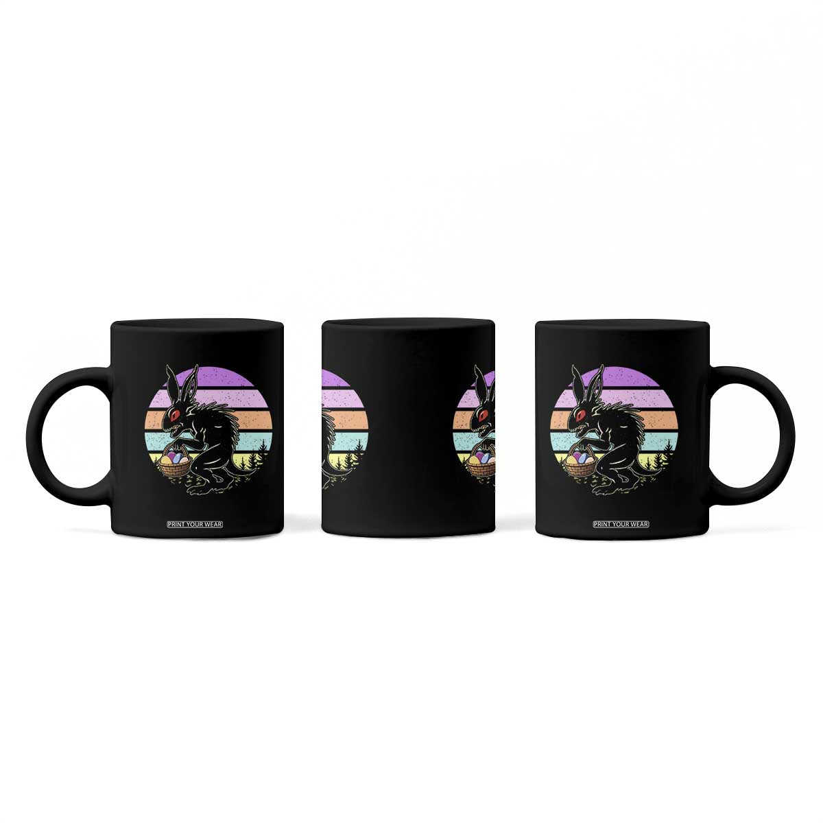 Retro Sunset Chupacabra Easter Egg Hunt Coffee Mug Cryptid Lover Gift TS12 Print Your Wear