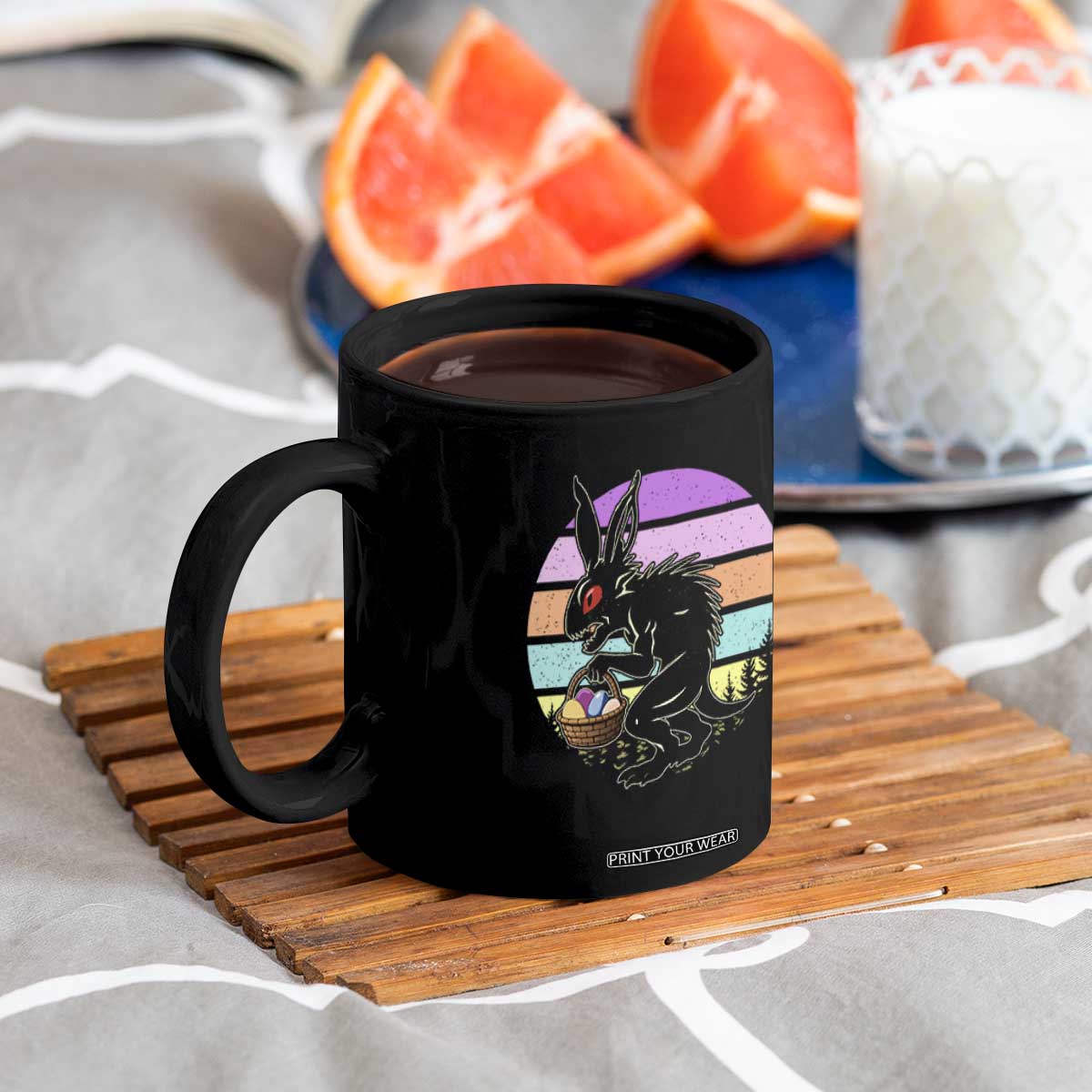 Retro Sunset Chupacabra Easter Egg Hunt Coffee Mug Cryptid Lover Gift TS12 Print Your Wear
