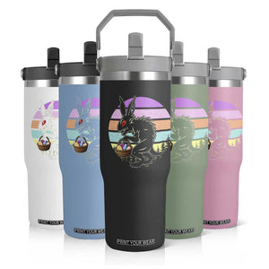 Retro Sunset Chupacabra Easter Egg Hunt Flip Straw Tumbler Cryptid Lover Gift TS12 Print Your Wear
