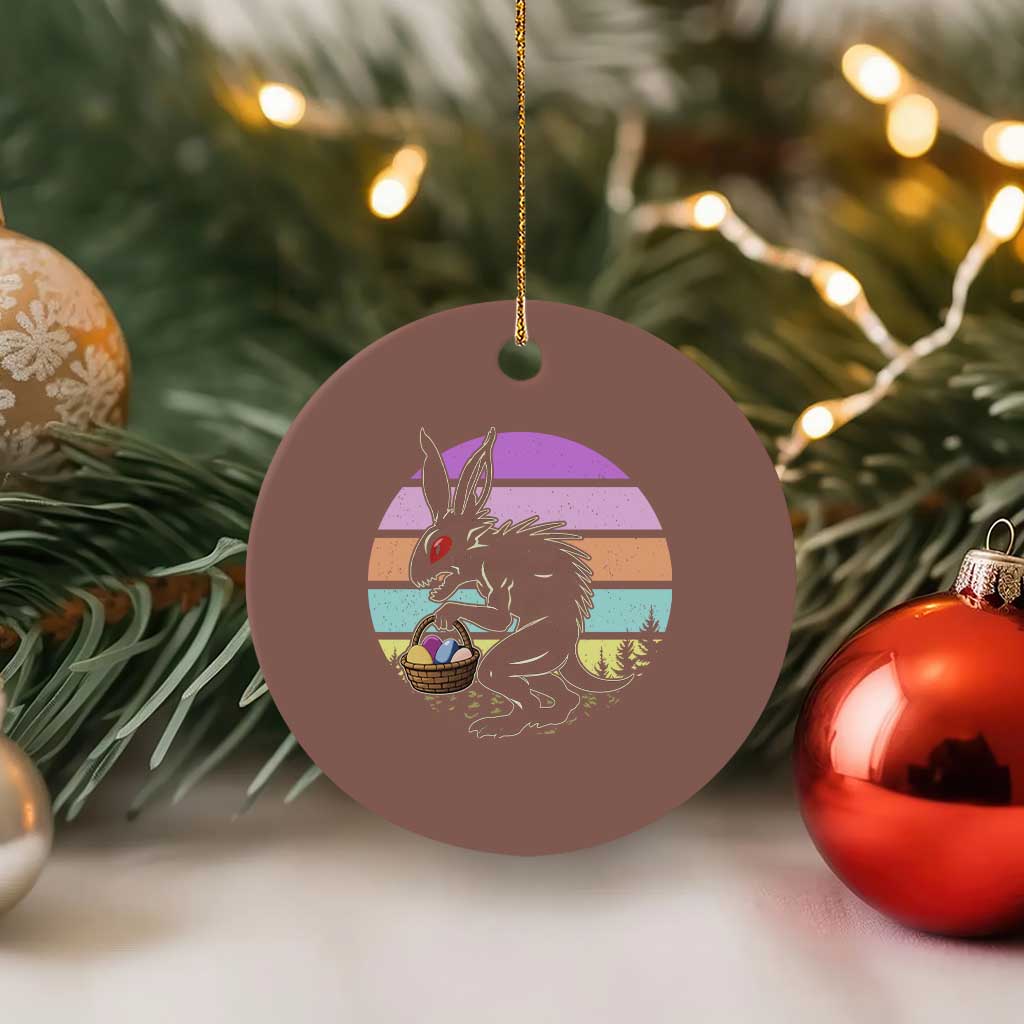 Retro Sunset Chupacabra Easter Egg Hunt Ceramic Ornament Cryptid Lover Gift TS12 1pc Mocha Print Your Wear
