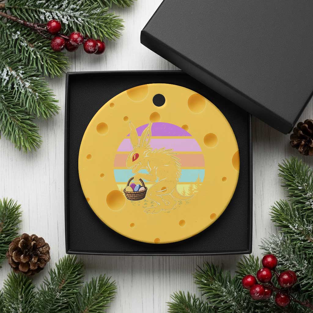 Retro Sunset Chupacabra Easter Egg Hunt Ceramic Ornament Cryptid Lover Gift TS12 1pc Yellow Cheese Print Your Wear