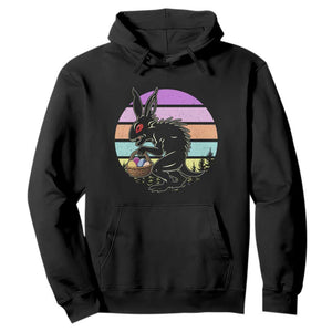 Retro Sunset Chupacabra Easter Egg Hunt Hoodie Cryptid Lover Gift TS12 Black Print Your Wear