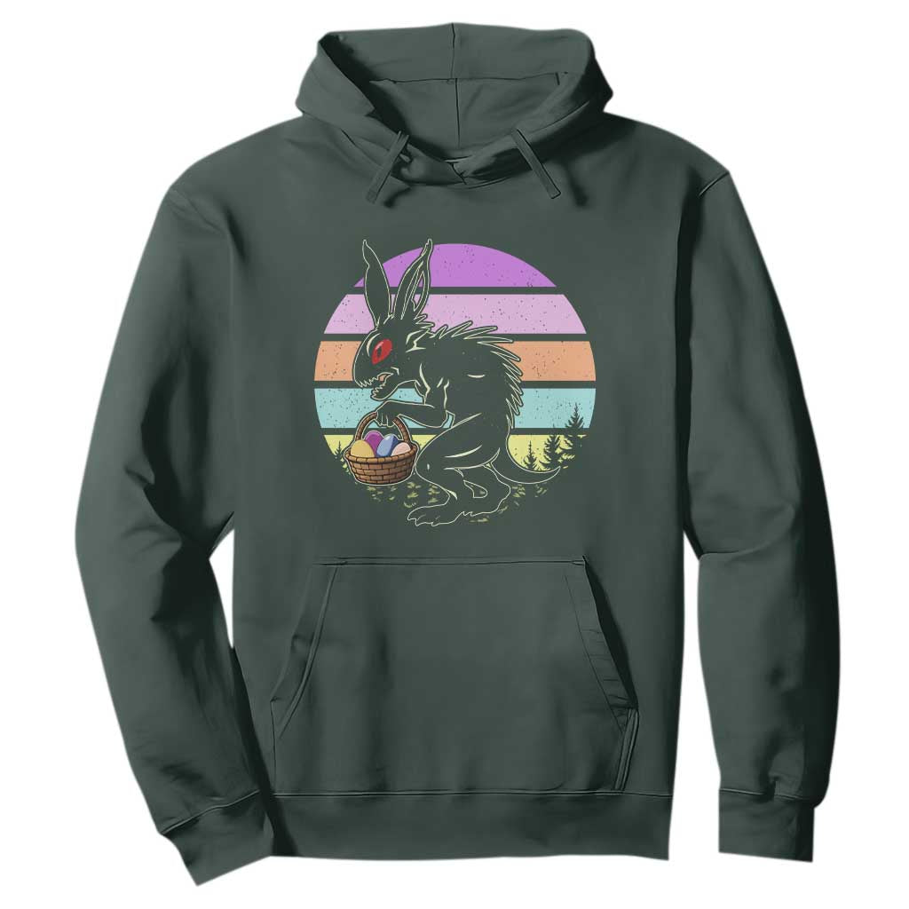 Retro Sunset Chupacabra Easter Egg Hunt Hoodie Cryptid Lover Gift TS12 Dark Forest Green Print Your Wear