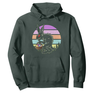 Retro Sunset Chupacabra Easter Egg Hunt Hoodie Cryptid Lover Gift TS12 Dark Forest Green Print Your Wear