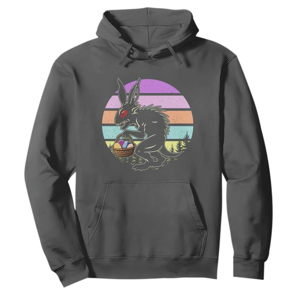Retro Sunset Chupacabra Easter Egg Hunt Hoodie Cryptid Lover Gift TS12 Dark Heather Print Your Wear