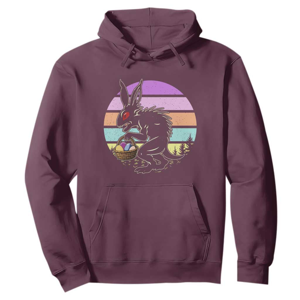 Retro Sunset Chupacabra Easter Egg Hunt Hoodie Cryptid Lover Gift TS12 Maroon Print Your Wear