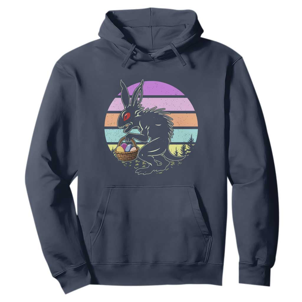 Retro Sunset Chupacabra Easter Egg Hunt Hoodie Cryptid Lover Gift TS12 Navy Print Your Wear
