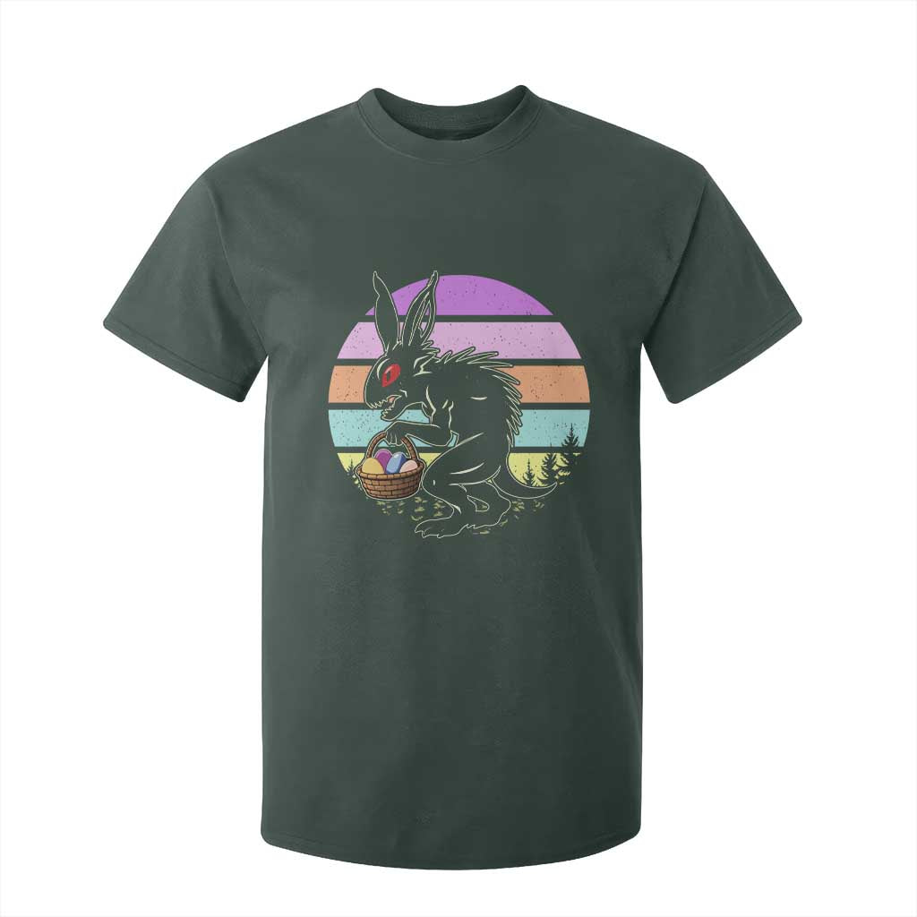 Retro Sunset Chupacabra Easter Egg Hunt T Shirt For Kid Cryptid Lover Gift TS12 Dark Forest Green Print Your Wear