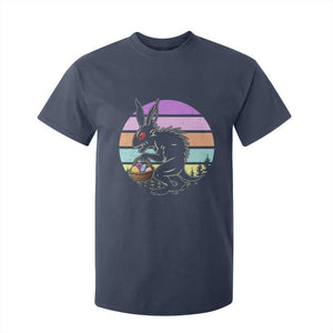 Retro Sunset Chupacabra Easter Egg Hunt T Shirt For Kid Cryptid Lover Gift TS12 Navy Print Your Wear