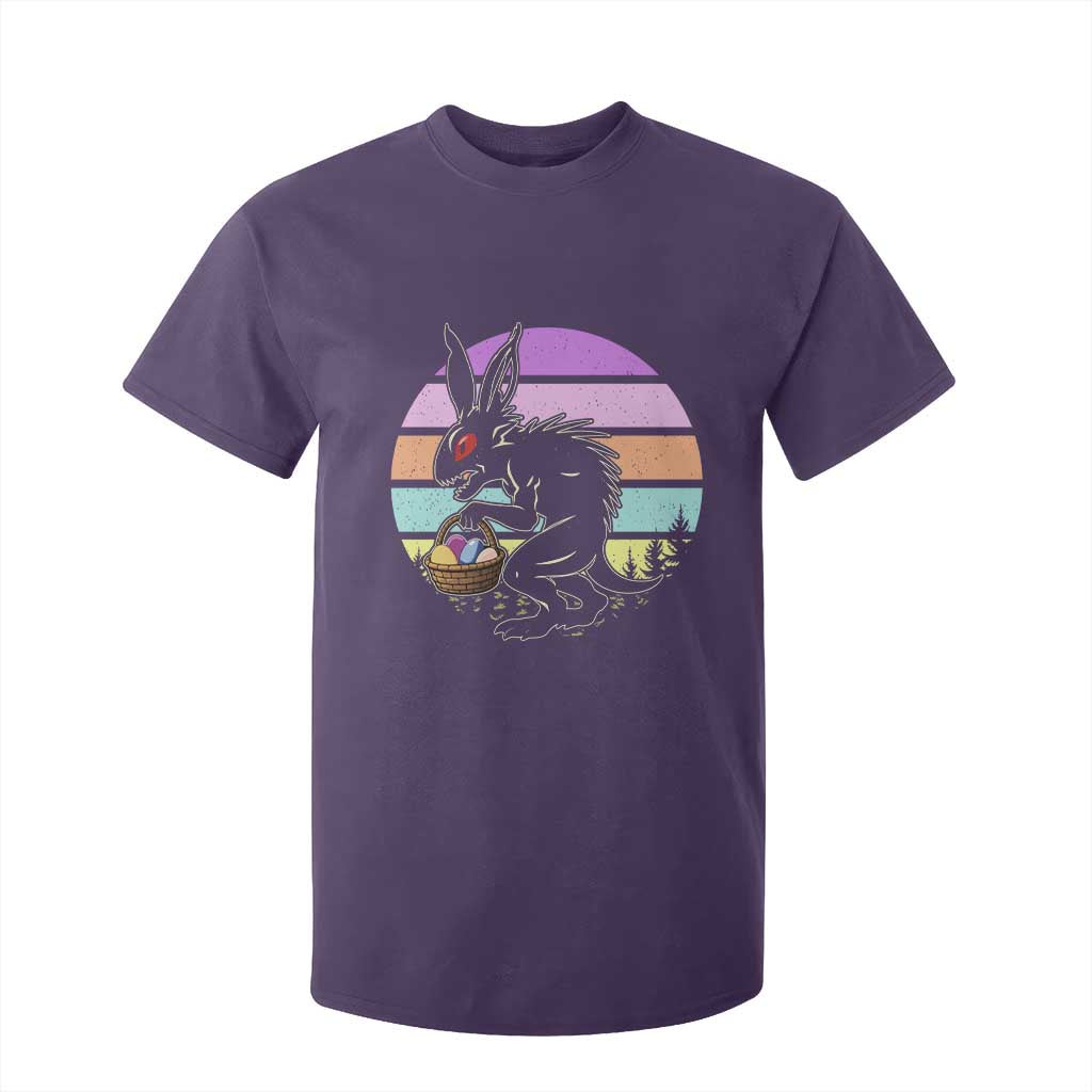 Retro Sunset Chupacabra Easter Egg Hunt T Shirt For Kid Cryptid Lover Gift TS12 Purple Print Your Wear