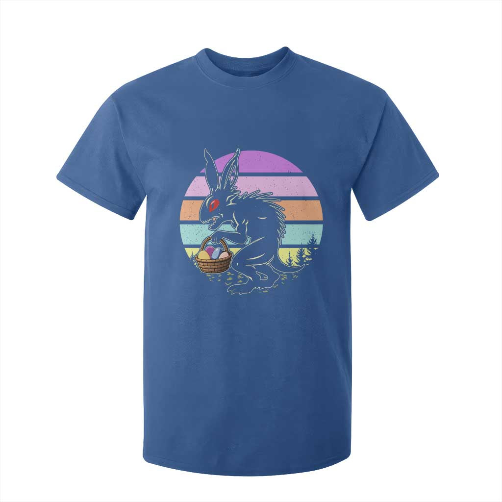 Retro Sunset Chupacabra Easter Egg Hunt T Shirt For Kid Cryptid Lover Gift TS12 Royal Blue Print Your Wear