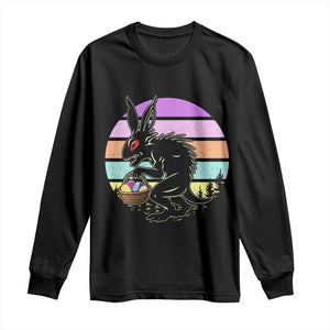 Retro Sunset Chupacabra Easter Egg Hunt Long Sleeve Shirt Cryptid Lover Gift TS12 Black Print Your Wear