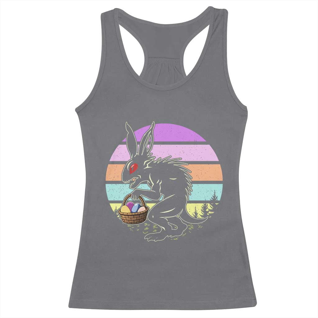 Retro Sunset Chupacabra Easter Egg Hunt Racerback Tank Top Cryptid Lover Gift TS12 Charcoal Print Your Wear