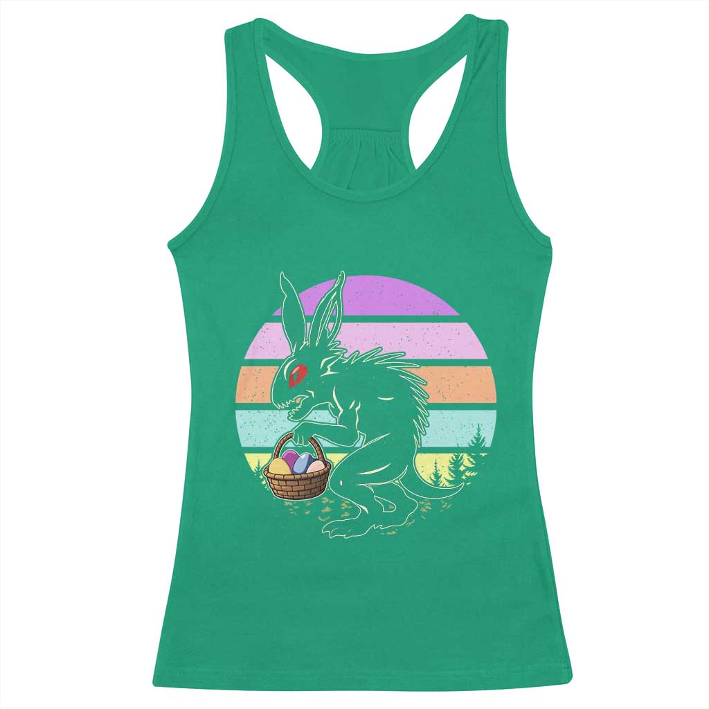 Retro Sunset Chupacabra Easter Egg Hunt Racerback Tank Top Cryptid Lover Gift TS12 Irish Green Print Your Wear