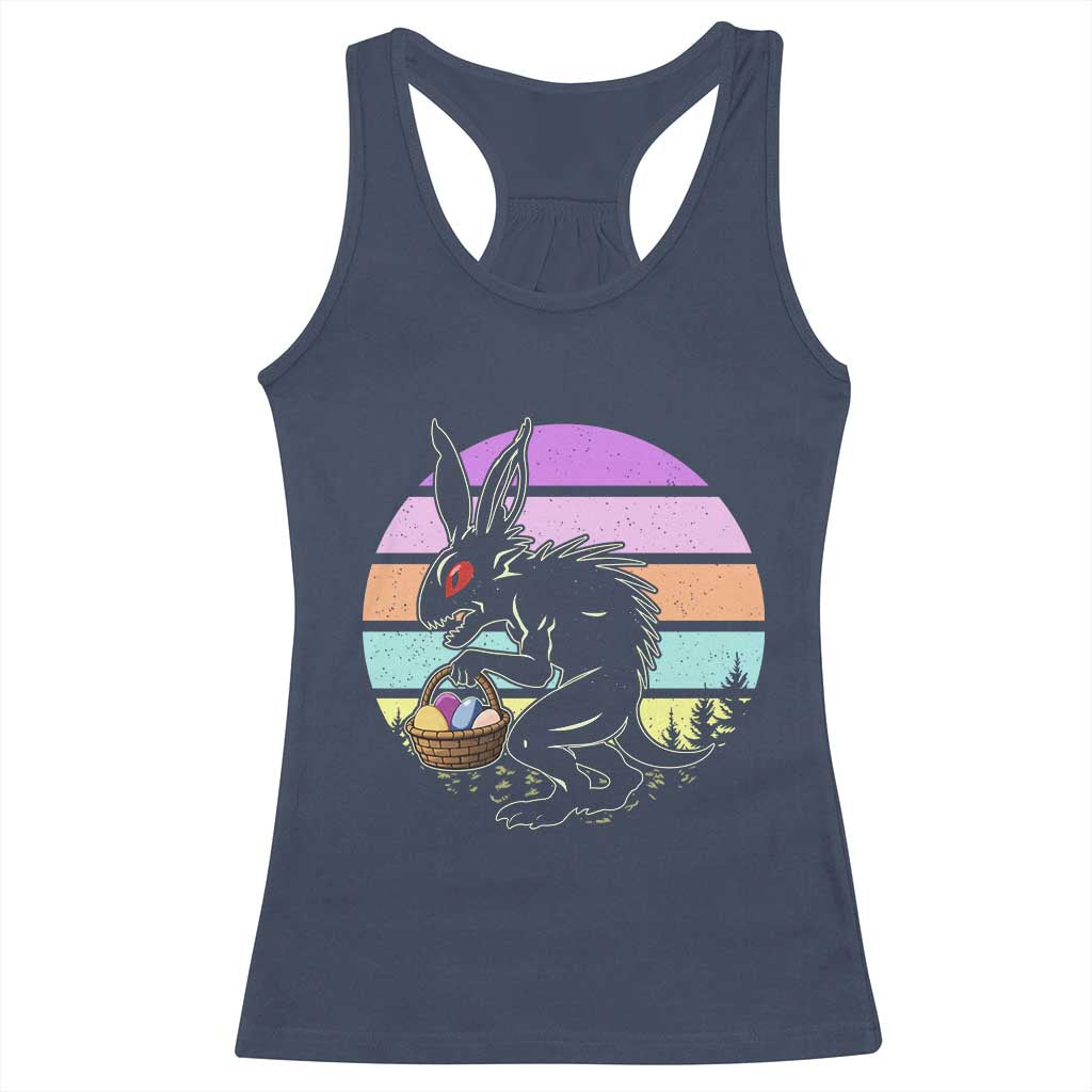 Retro Sunset Chupacabra Easter Egg Hunt Racerback Tank Top Cryptid Lover Gift TS12 Navy Print Your Wear