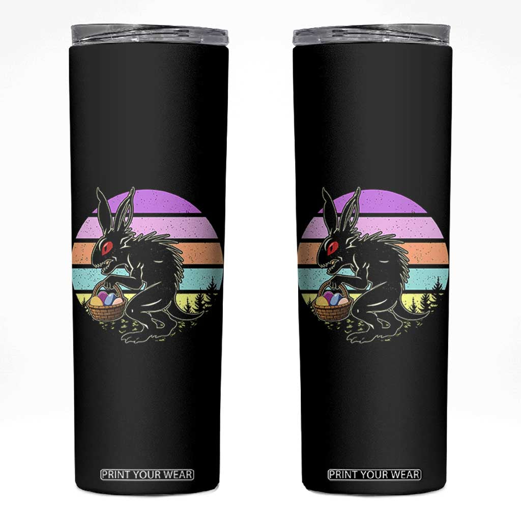 Retro Sunset Chupacabra Easter Egg Hunt Skinny Tumbler Cryptid Lover Gift TS12 Black Print Your Wear