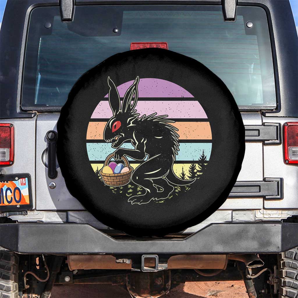 Retro Sunset Chupacabra Easter Egg Hunt Spare Tire Cover Cryptid Lover Gift TS12 No hole Black Print Your Wear