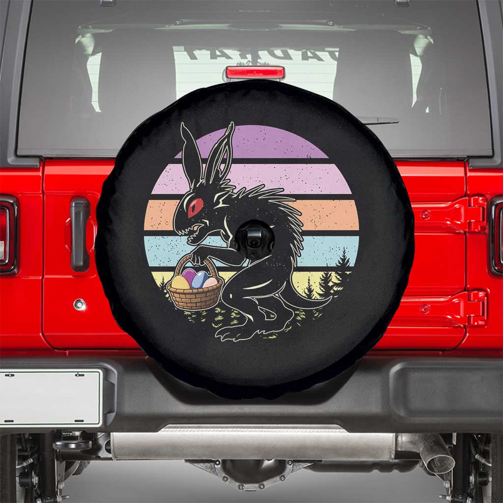 Retro Sunset Chupacabra Easter Egg Hunt Spare Tire Cover Cryptid Lover Gift TS12 Black Print Your Wear