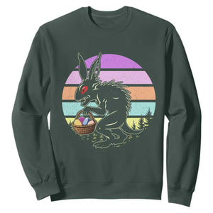 Retro Sunset Chupacabra Easter Egg Hunt Sweatshirt Cryptid Lover Gift TS12 Dark Forest Green Print Your Wear