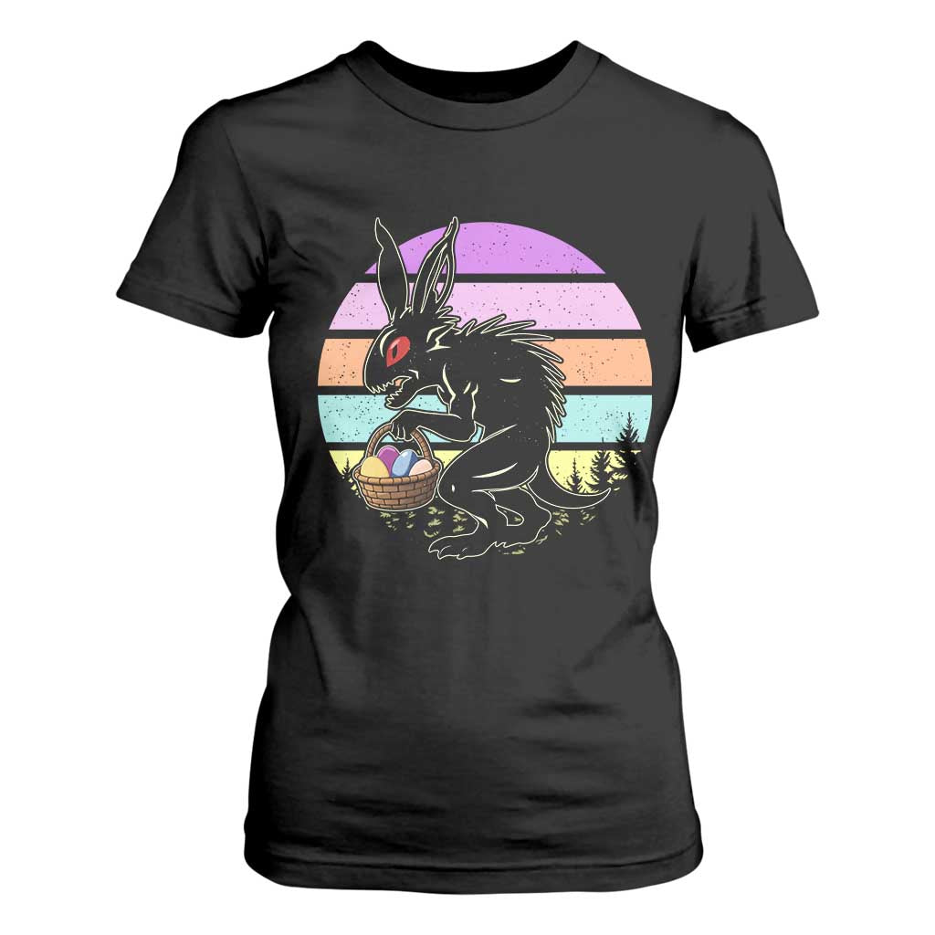 Retro Sunset Chupacabra Easter Egg Hunt T Shirt For Women Cryptid Lover Gift TS12 Black Print Your Wear