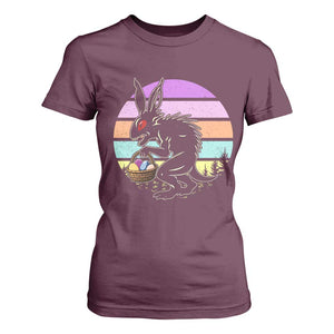 Retro Sunset Chupacabra Easter Egg Hunt T Shirt For Women Cryptid Lover Gift TS12 Maroon Print Your Wear