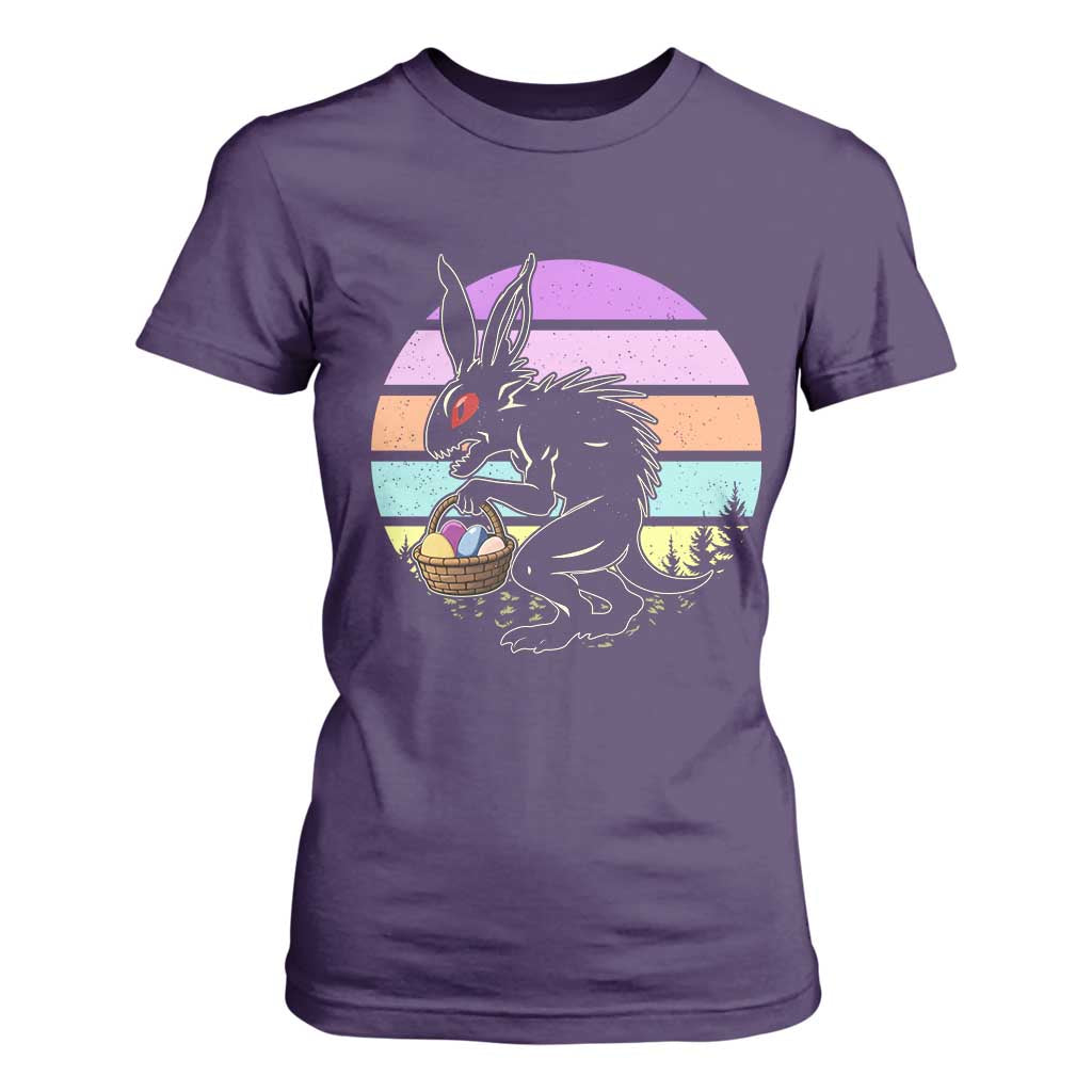 Retro Sunset Chupacabra Easter Egg Hunt T Shirt For Women Cryptid Lover Gift TS12 Purple Print Your Wear