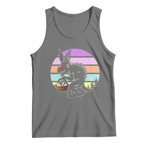 Retro Sunset Chupacabra Easter Egg Hunt Tank Top Cryptid Lover Gift TS12 Black Heather Print Your Wear
